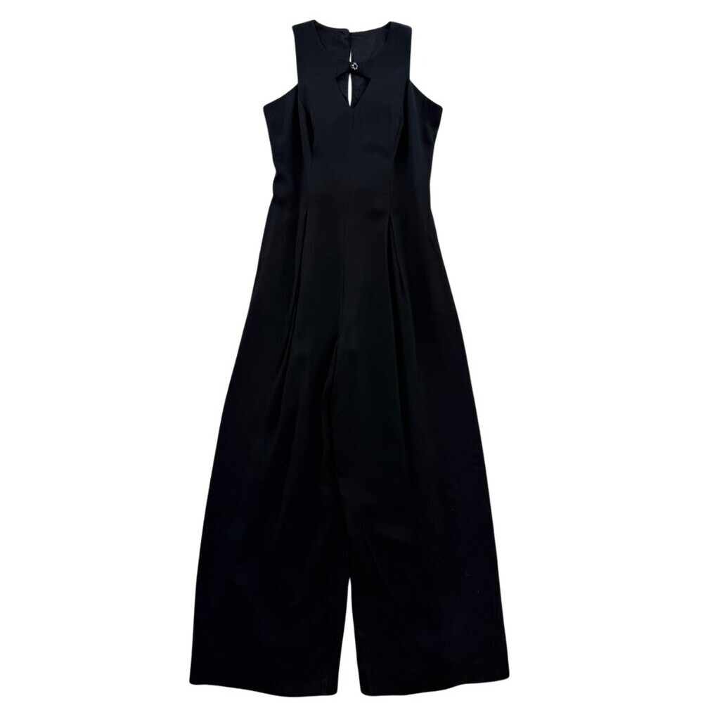 Vintage 90s Minimalist Classy Caché Black Wide Leg Halter Jumpsuit